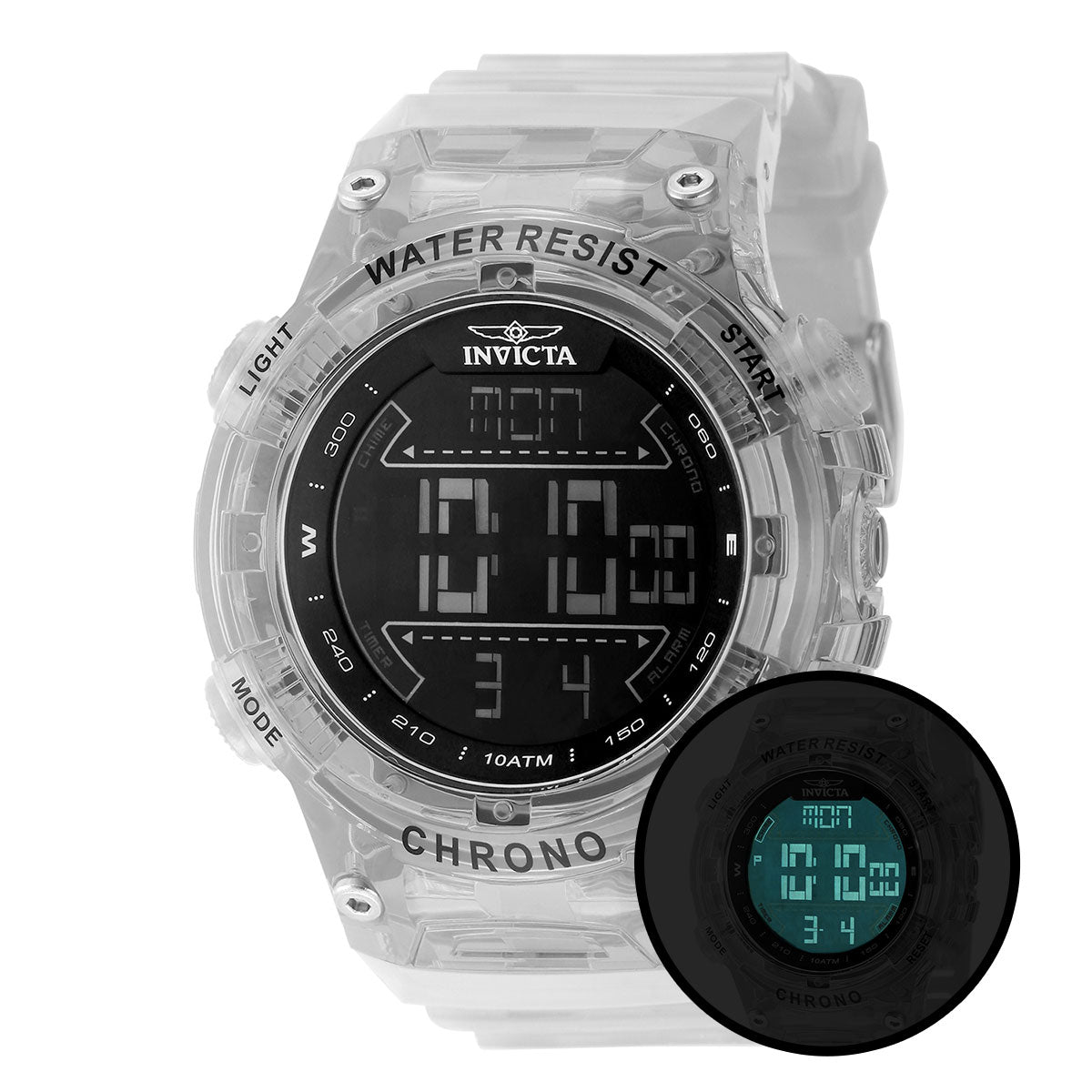 Invicta Racing F1 Digital UNISEX Watch - 52mm, Transparent Diamond