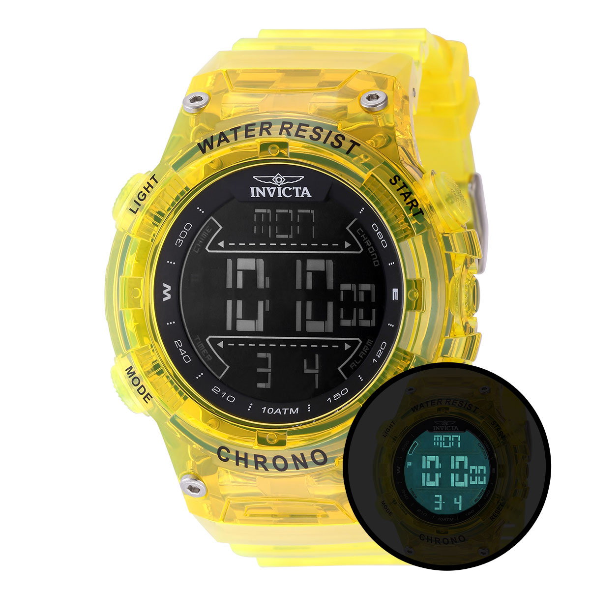 Invicta Racing F1 Digital UNISEX Watch - 52mm, Transparent, Sun Beach