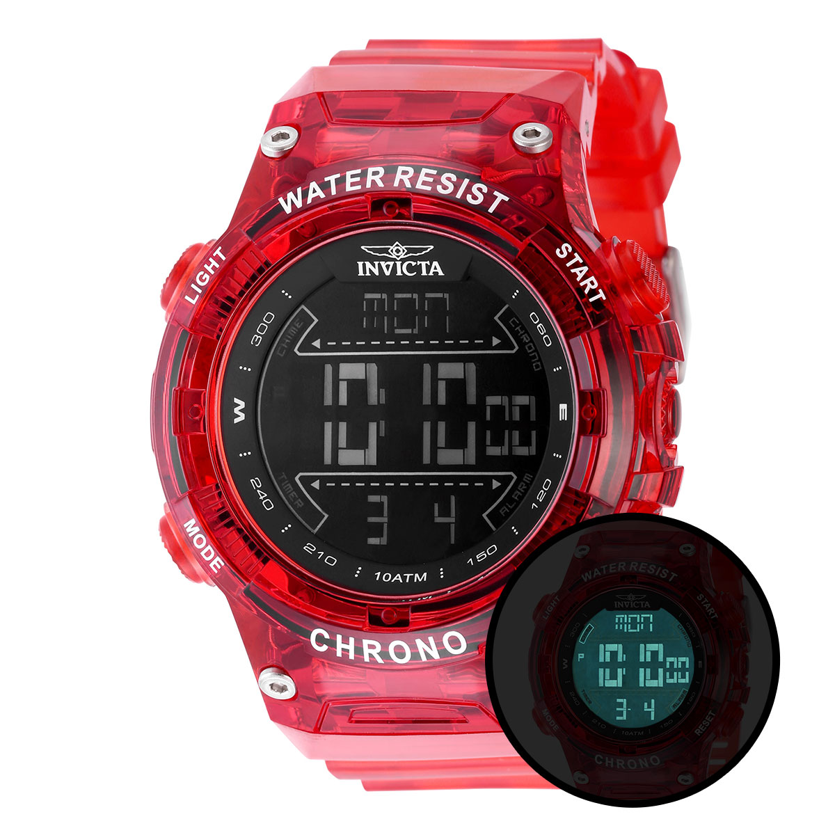 Invicta Racing F1 Digital Men's Watch - 52mm, Red Corsa