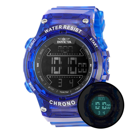 Invicta Racing F1 Digital UNISEX Watch - 52mm, Transparent, Blue Pacific