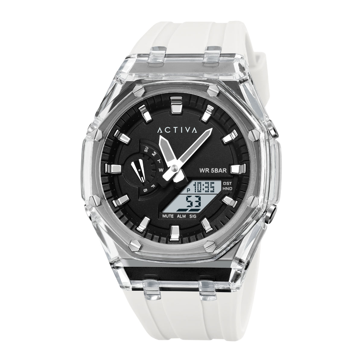 Activa X Invicta Unisex Digital Watch - 44.2mm, White, Black