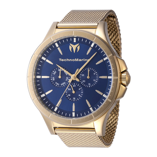 TechnoMarine MoonSun Unisex Watch - 45mm, Gold and Blue